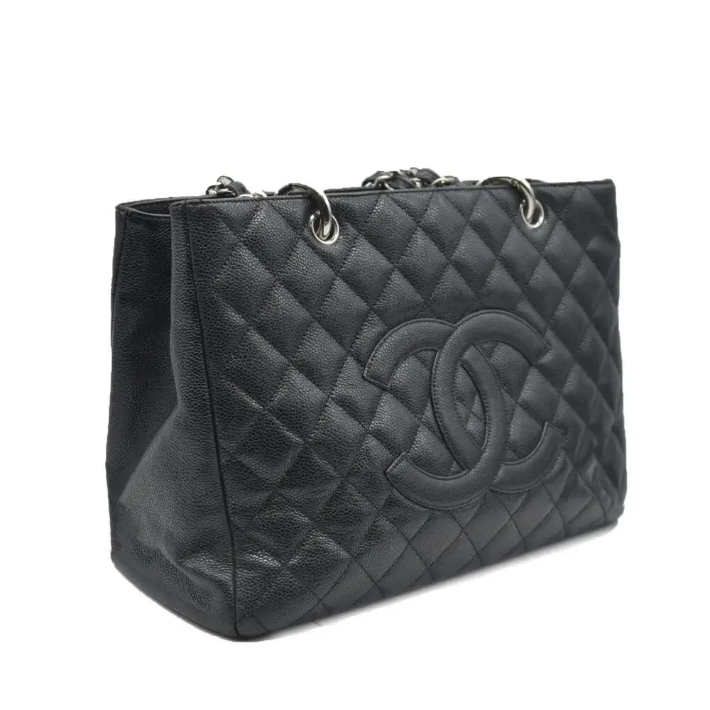 CHANEL Black Quilted Leather Double C Tote